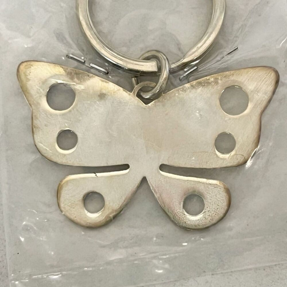 Silver Tone Ralph Butterfly Keychain Keyring - Picture 6 of 7